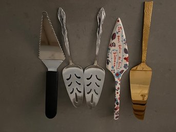 A Group Of Assorted Cake Servers 5 Total