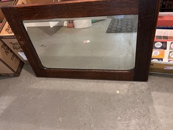Beautiful Oak Stained Antique Mirror Approx 26 X 34