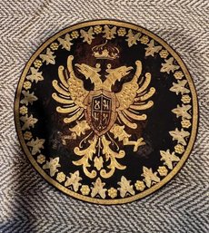 Small Footed Etched Plate European Crest