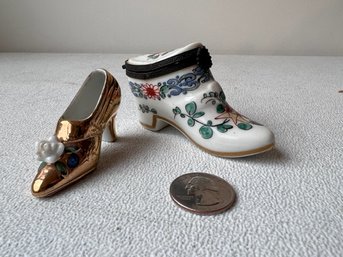 2 Porcelain Shoes One French, One Made In Japan