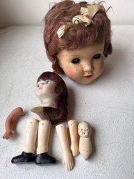 Antique Doll Heads And Body Parts