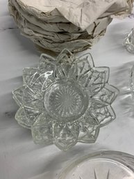 10 Pressed Glass Sunflower Dishes