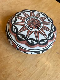 New Mexico Hand Painted Native American Pot Signed Lucero Islete, New Mexico