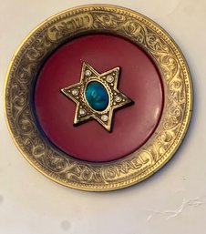 Brass And Enamel Star Of David Plaque