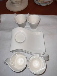 Exquisite 'new Wave' 4 Plates And Cups By Villeroy And Boch 1748 Made In Luxembourg