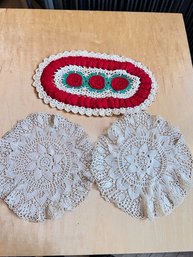 3 Vintage Crocheted Doilies