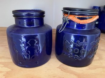 2 Cobalt Cookie Jars!