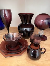 Garnet Glass Vases, Goblets