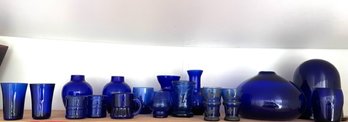 Lot Of Cobalt Vases, Eye Cups, Shot Glasses Etc!