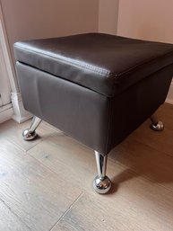 Leatherette And Steel Legs Storage Stool Approx 20x 20'