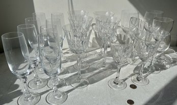 Large Group Of Crystal Wine And Water Goblets