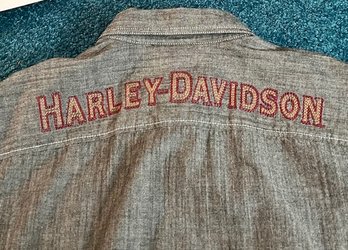Long Sleeve HArley Davidson Chamis Shirt With Elbow Patches Size Large