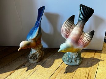 2 Vintage Porcelain Birds Royal Copley Approx 8' Tall