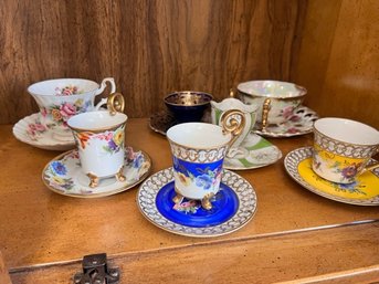 Group Of 7 Assorted Tea Cups And Saucers Japan, Limoges Royal Albert,  Bavaria Etc