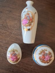 3 Miniature Limoges Boxes And Vase