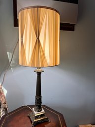 Vintage MCM Table Lamp Brass Bass, Great Shade Approx 32' Tall