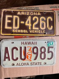 2  License Plates  Arizona And Hawaii