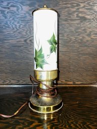 Hand Painted Glass Table Lamp With Brass Base