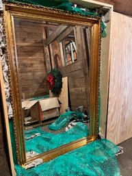 Exceptional Antique Period Gilt Framed Beveled Mirror Over 5 Feet Tall