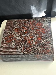 Large Floral Wood Carved Box