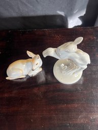 A Pair Of Porcelain Deer Figurines Rosenthal And One Made In Japan