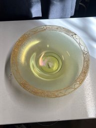 Green Deppression Irridescent Gold Enhanced Bowl