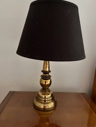 Pair Of Brass Table Lamps With Black Shades