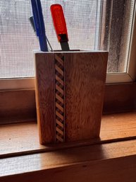 Inlaid Wood Design Pencil/pen Holder