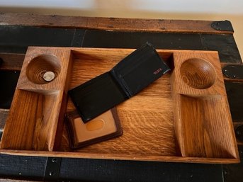 Solid Wood Valet Tray With Wallet And Coin