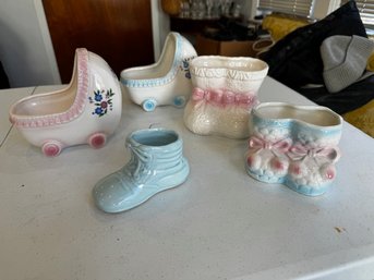 A Group Of Ceramic Booties! Some Made In Japan, Taiwan Etc