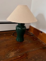 Single Table Lamp Green Ginger Jar Base With White Shade