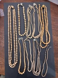 Epic Lot Of Vintage Faux Pearls And Beaded Necklaces As Is