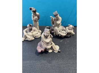A Group Of 3 Vintage Japanese Mud Figures 1950's