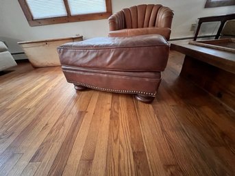 Leather With Nail Heads Foot Stool