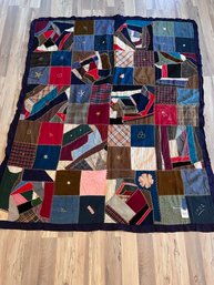 Dated Initialed Embroidered 1902 Crazy Quilt 72 X 61' #7A