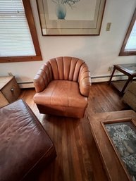 Second Leather Swivel Club Chair