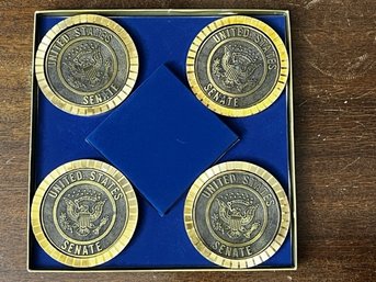 Set Of 4 Diamond Cut US Senate Coasters In Box By The HIT Line