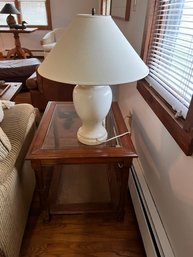 White Ginger Jar Lamp With Shade