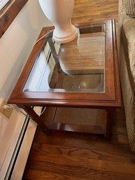 Glass And Wood Coffee Table With Shelf