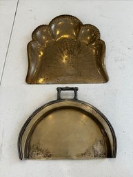 A Group Of 2 Crumb Trays One Silver Plate One Brass