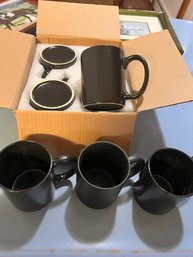 7 Mugs Matte Black, ( 4 New In Box)