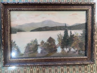 ORIGINAL Landscape Painting Under Glass Signed CHARLES SAWYER (1868 - 1954) Hudson River School