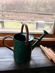 Green Enameled Metal  Watering Can