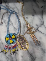 A Group Of 3 Vintage Necklaces Funky