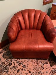 Swivel Club Chair Tobacco Leatherette Chair Has Some Damage On Both Bottom Corners...