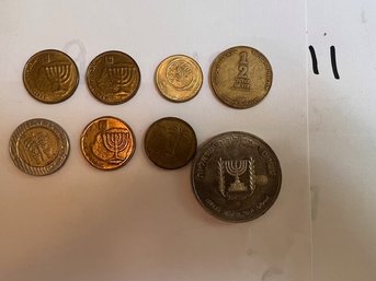 A Group Of Israeli Coins  Including Ben Gurion 1974  .900 Silver