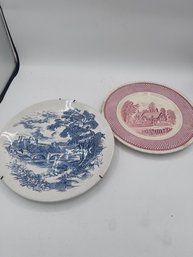 A Pair Of English Plates Countryside Enoch Wedgwood And Shakespeare Land