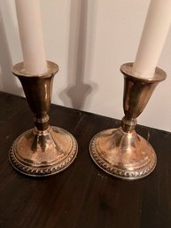 Pair Of Sterling Silver Candle Sticks Weighted