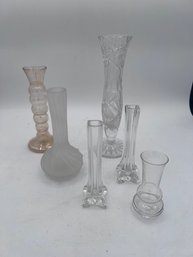 Lovely Group Of Assorted Glass Vases One Czech As Shown