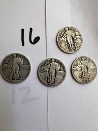 Group Of 4 Standing Liberty Quarters 1926, 27, 28 And ?